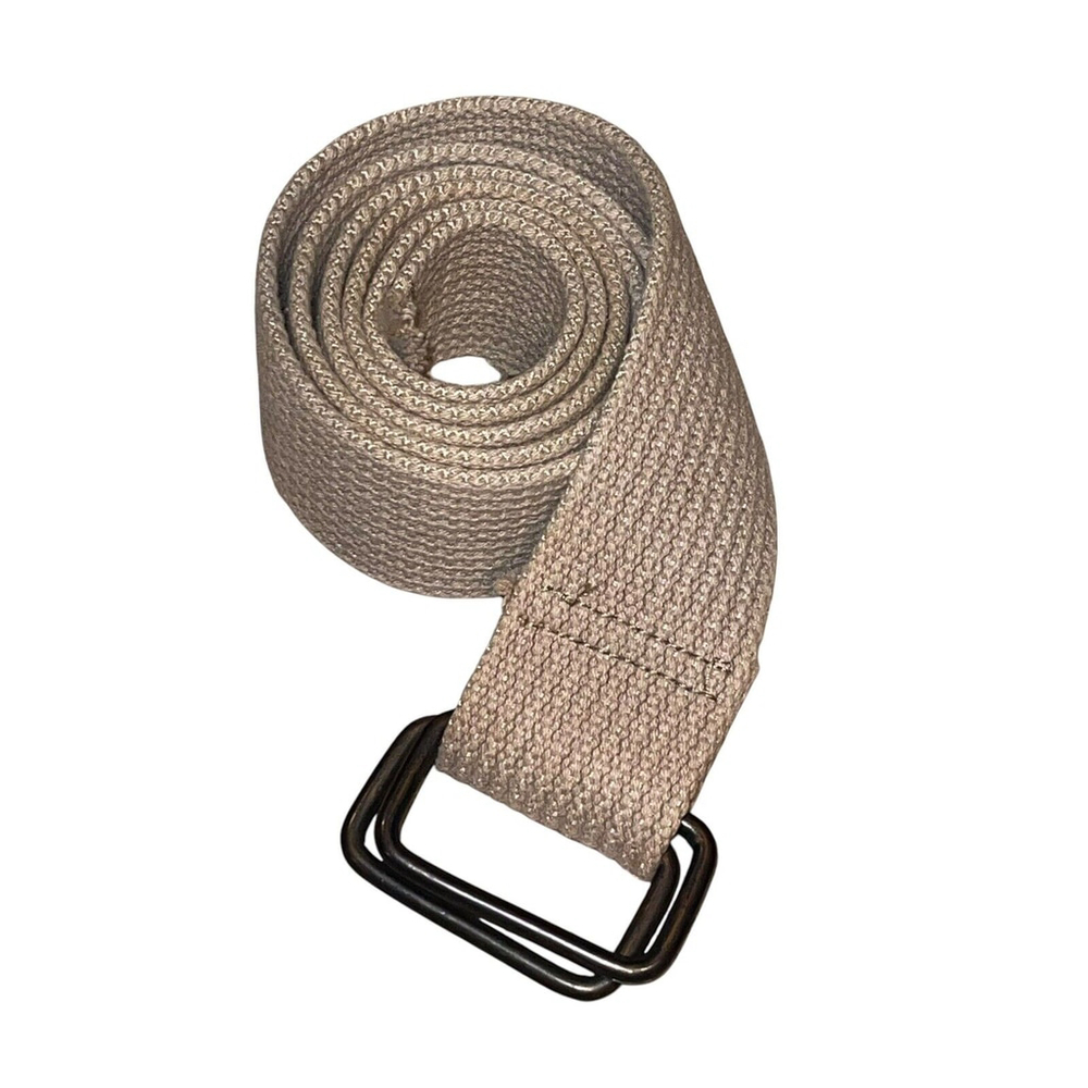 Unisex Army Y2K Woven 45.5” Solid Tan D-Ring Casual Safari Belt Frayed End Large